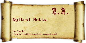 Nyitrai Metta névjegykártya